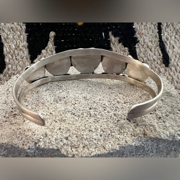 Turquoise, Spiny Oyster, Purple Dahlia 925 ADJUSTABLE Navajo Heart Cuff 26.2Gm - Picture 13 of 14